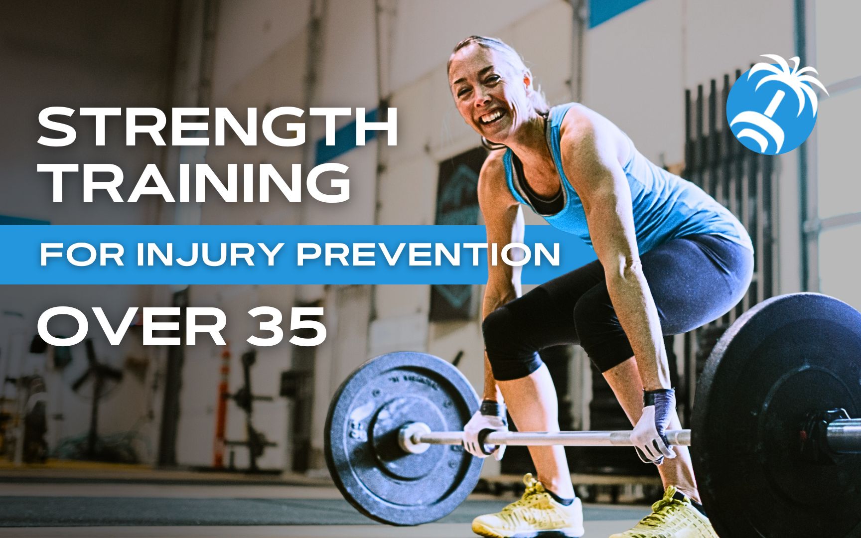 Woman performing a deadlift with a barbell, promoting strength training for injury prevention in adults over 35.